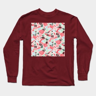 Coral and Mint Solid Shapes Long Sleeve T-Shirt